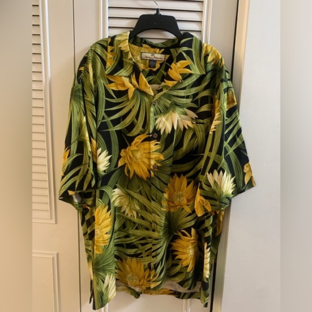 Tropical Floral Men's Shirt - Green and Yellow 0012